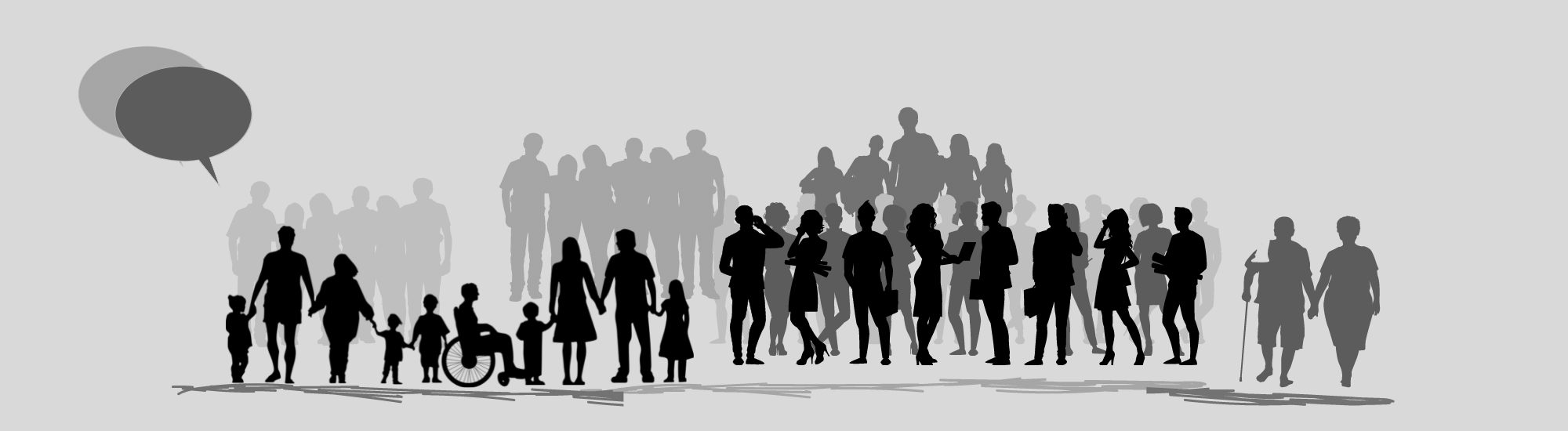 groups of people in silhouette